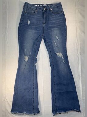 D.O.N.G. Blue Distressed Flare Jeans